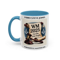 Premium Personalised Freemason Colour Rim Mug - Worshipful Master Design - 2025 Let the Year begin - Masonic Mugs