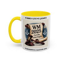 Premium Personalised Freemason Colour Rim Mug - Worshipful Master Design - 2025 Let the Year begin - Masonic Mugs