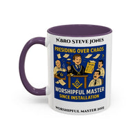 Premium Personalised Freemason Colour Rim Mug - Worshipful Master Design - Chaos - Masonic Mugs
