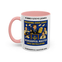 Premium Personalised Freemason Colour Rim Mug - Worshipful Master Design - Chaos - Masonic Mugs