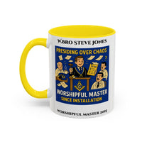 Premium Personalised Freemason Colour Rim Mug - Worshipful Master Design - Chaos - Masonic Mugs