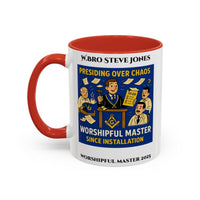 Premium Personalised Freemason Colour Rim Mug - Worshipful Master Design - Chaos - Masonic Mugs
