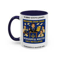 Premium Personalised Freemason Colour Rim Mug - Worshipful Master Design - Chaos - Masonic Mugs
