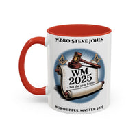 Premium Personalised Freemason Colour Rim Mug - Worshipful Master Design - Let the year begin - Masonic Mugs