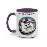 Premium Personalised Freemason Colour Rim Mug - Worshipful Master Design - Let the year begin - Masonic Mugs