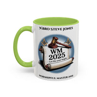 Premium Personalised Freemason Colour Rim Mug - Worshipful Master Design - Let the year begin - Masonic Mugs
