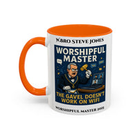 Premium Personalised Freemason Colour Rim Mug - Worshipful Master Design - The gavel doesnt work on wifi - Masonic Mugs