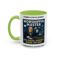 Premium Personalised Freemason Colour Rim Mug - Worshipful Master Design - The gavel doesnt work on wifi - Masonic Mugs