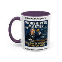 Premium Personalised Freemason Colour Rim Mug - Worshipful Master Design - The gavel doesnt work on wifi - Masonic Mugs