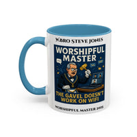 Premium Personalised Freemason Colour Rim Mug - Worshipful Master Design - The gavel doesnt work on wifi - Masonic Mugs