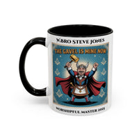 Premium Personalised Freemason Colour Rim Mug - Worshipful Master Design - The Gavel is Mine now - Masonic Mugs