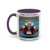 Premium Personalised Freemason Colour Rim Mug - Worshipful Master Design - The Gavel is Mine now - Masonic Mugs