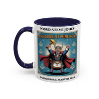 Premium Personalised Freemason Colour Rim Mug - Worshipful Master Design - The Gavel is Mine now - Masonic Mugs