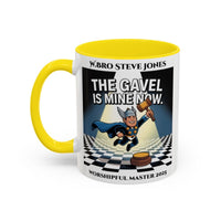 Premium Personalised Freemason Colour Rim Mug - Worshipful Master Design - The Gavel is Mine now - Masonic Mugs