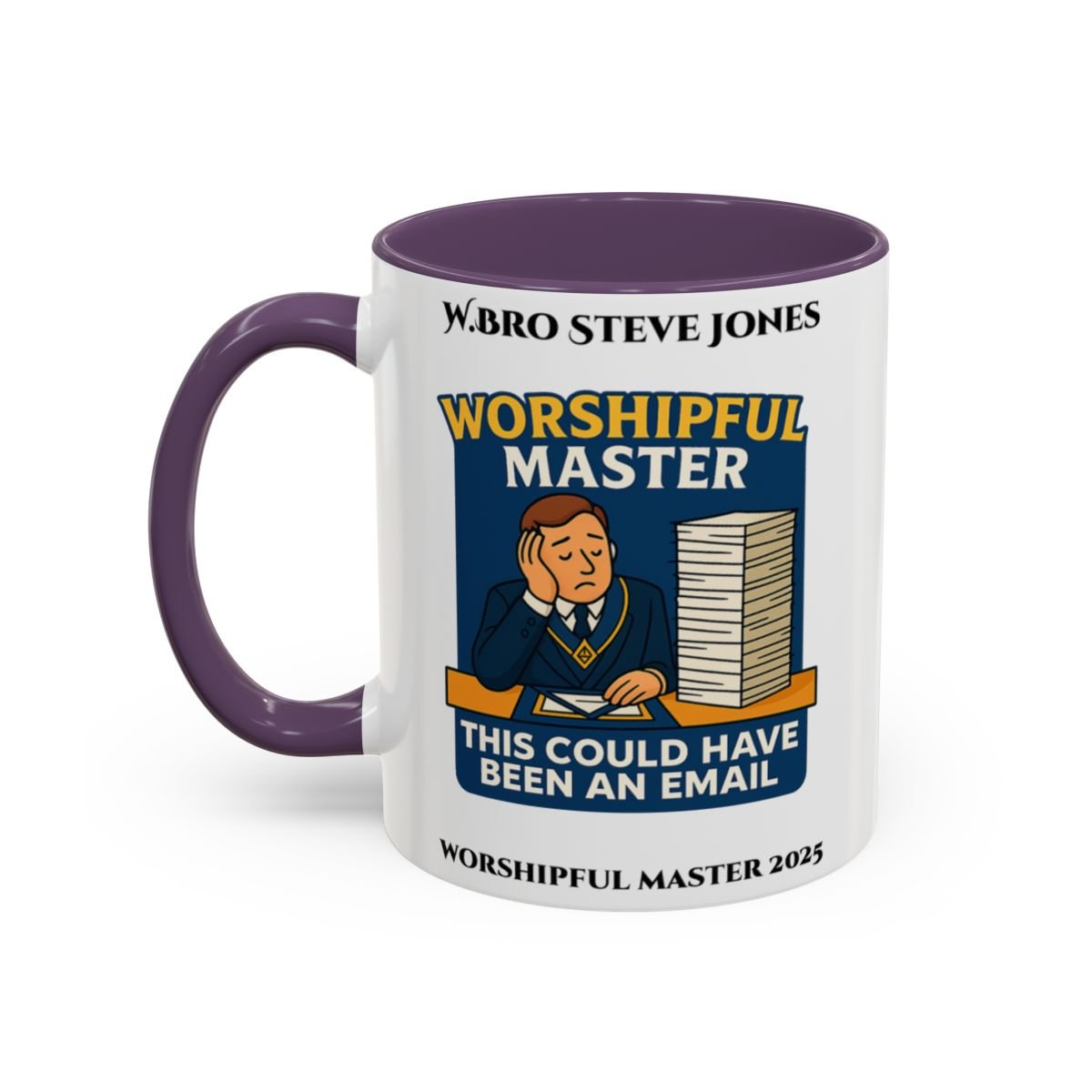 Premium Personalised Freemason Colour Rim Mug - Worshipful Master Design - this could have been an email - Masonic Mugs