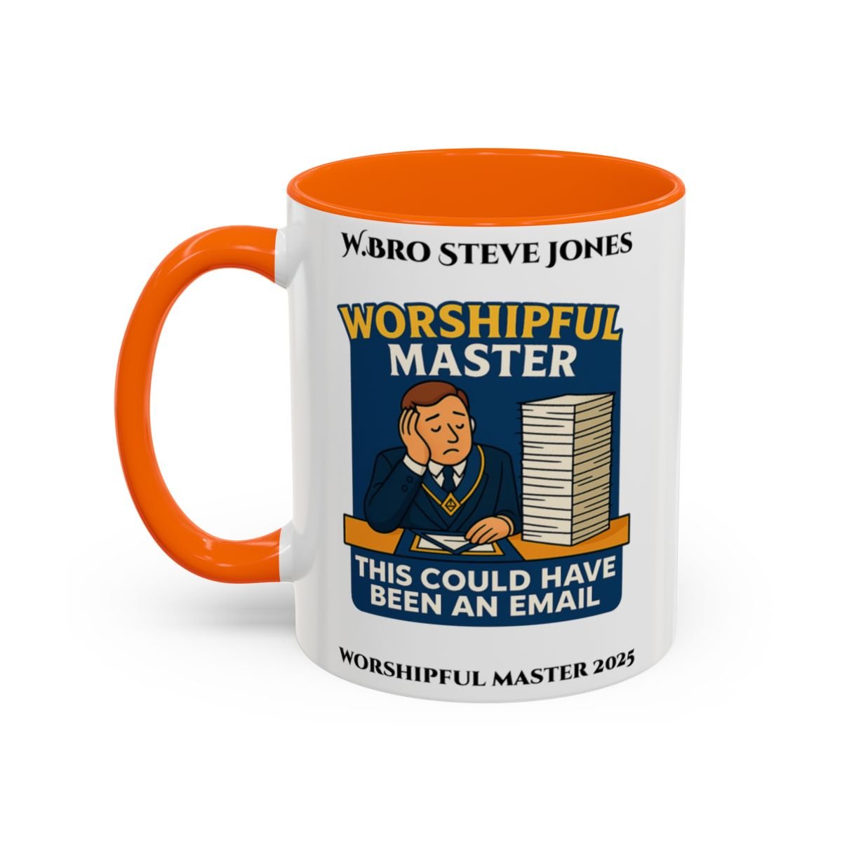 Premium Personalised Freemason Colour Rim Mug - Worshipful Master Design - this could have been an email - Masonic Mugs