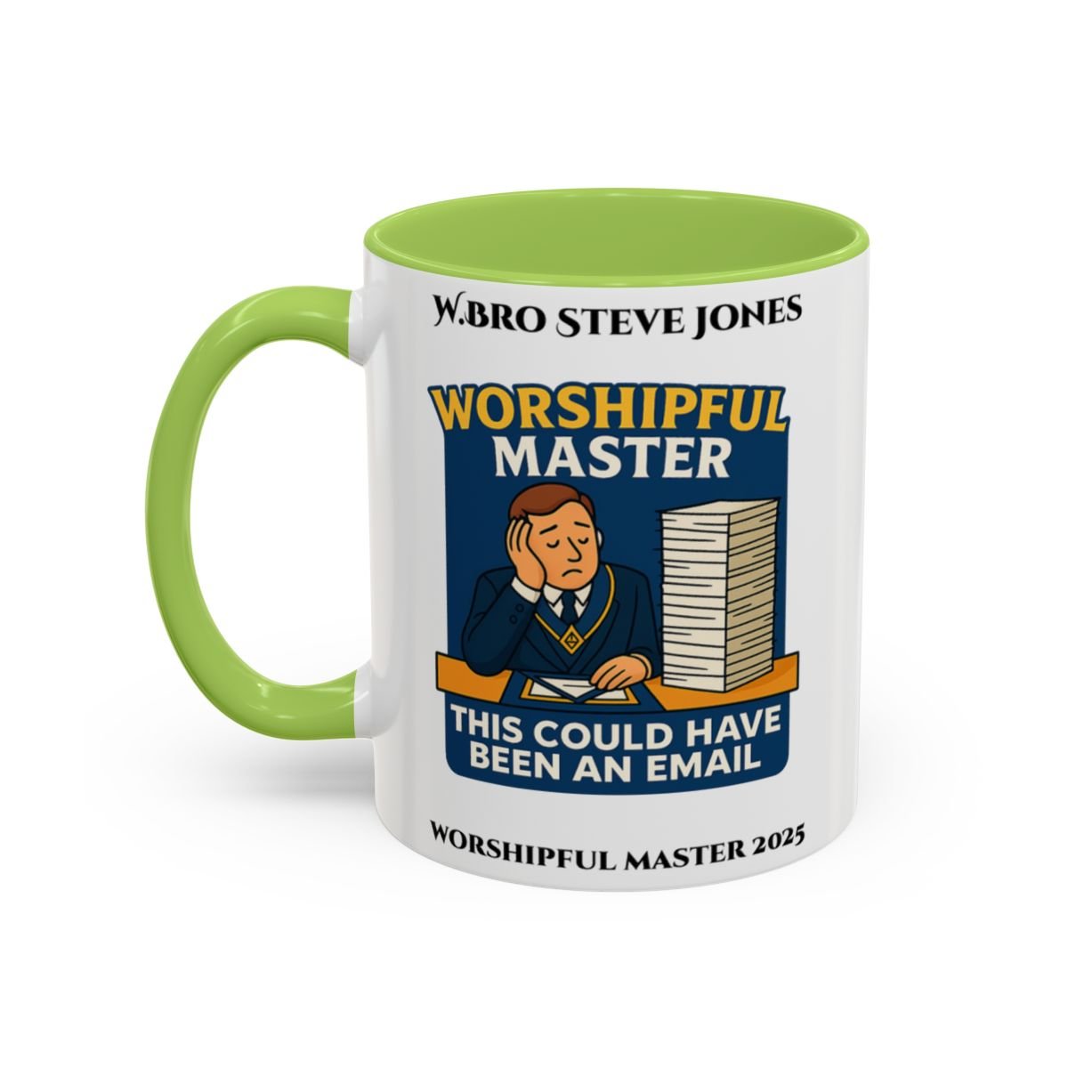 Premium Personalised Freemason Colour Rim Mug - Worshipful Master Design - this could have been an email - Masonic Mugs