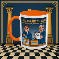 Premium Ready to Go Freemason Design | Accent Coloured 11oz Mug | Charity Collector | Charity Steward - Masonic Mugs