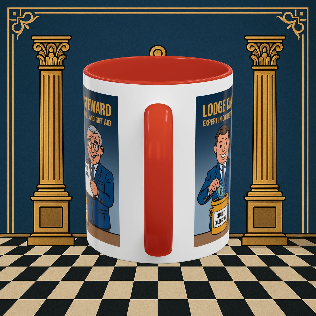 Premium Ready to Go Freemason Design | Accent Coloured 11oz Mug | Charity Collector | Charity Steward - Masonic Mugs