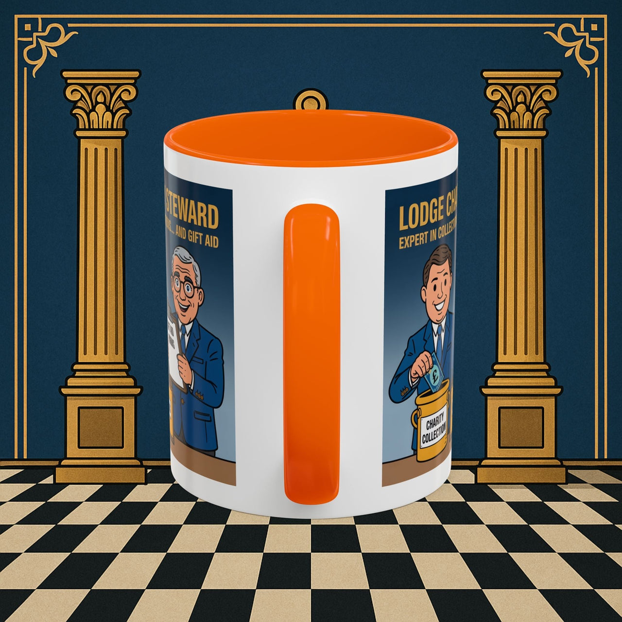 Premium Ready to Go Freemason Design | Accent Coloured 11oz Mug | Charity Collector | Charity Steward - Masonic Mugs