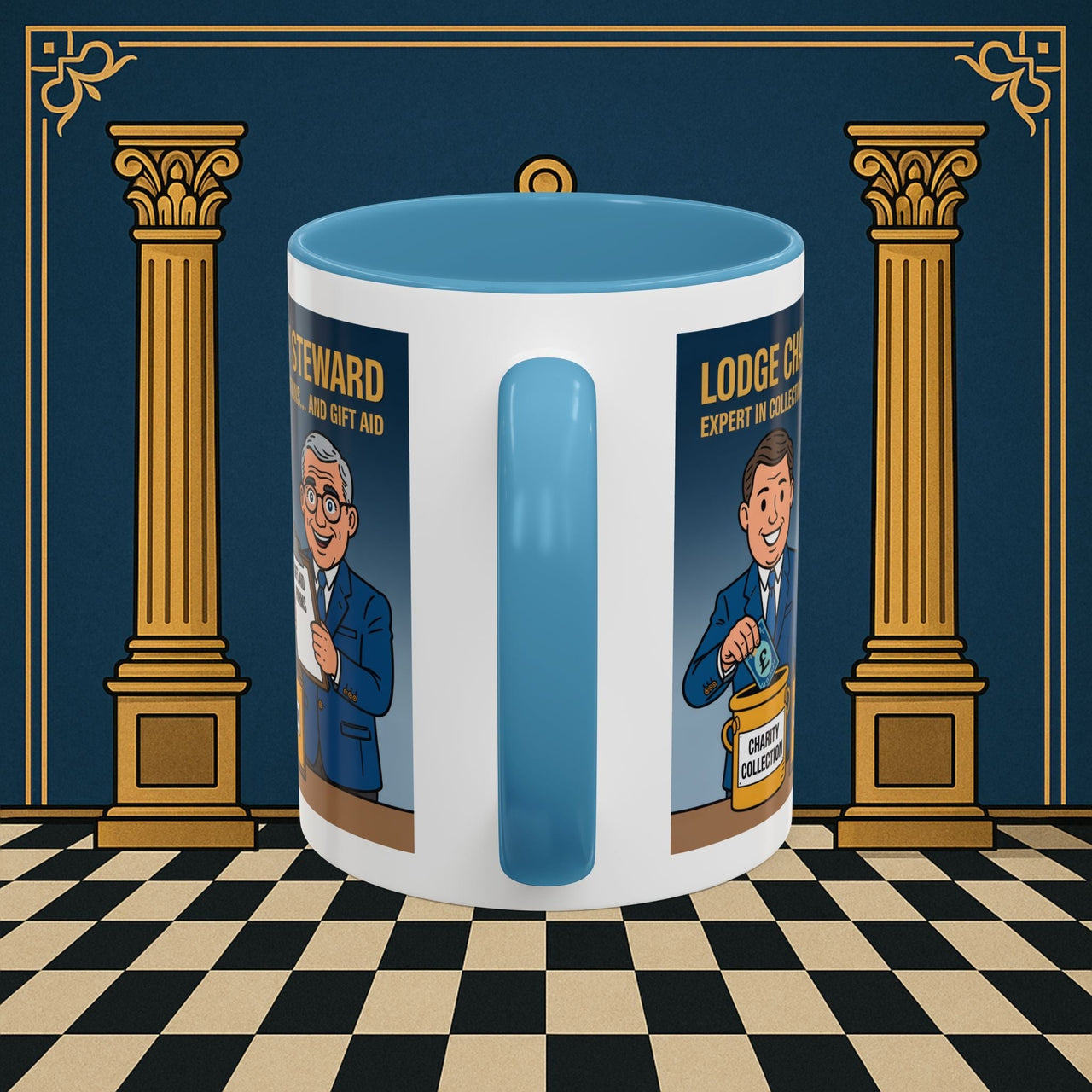 Premium Ready to Go Freemason Design | Accent Coloured 11oz Mug | Charity Collector | Charity Steward - Masonic Mugs