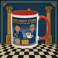 Premium Ready to Go Freemason Design | Accent Coloured 11oz Mug | Charity Collector | Charity Steward - Masonic Mugs