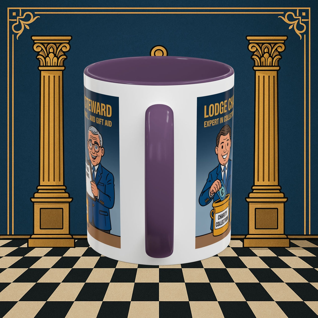 Premium Ready to Go Freemason Design | Accent Coloured 11oz Mug | Charity Collector | Charity Steward - Masonic Mugs