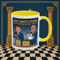 Premium Ready to Go Freemason Design | Accent Coloured 11oz Mug | Charity Collector | Charity Steward - Masonic Mugs