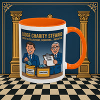 Premium Ready to Go Freemason Design | Accent Coloured 11oz Mug | Charity Collector | Charity Steward - Masonic Mugs