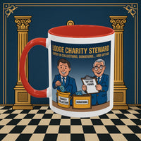 Premium Ready to Go Freemason Design | Accent Coloured 11oz Mug | Charity Collector | Charity Steward - Masonic Mugs