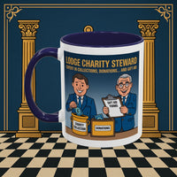 Premium Ready to Go Freemason Design | Accent Coloured 11oz Mug | Charity Collector | Charity Steward - Masonic Mugs