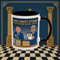 Premium Ready to Go Freemason Design | Accent Coloured 11oz Mug | Charity Collector | Charity Steward - Masonic Mugs