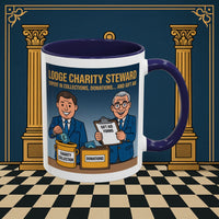 Premium Ready to Go Freemason Design | Accent Coloured 11oz Mug | Charity Collector | Charity Steward - Masonic Mugs