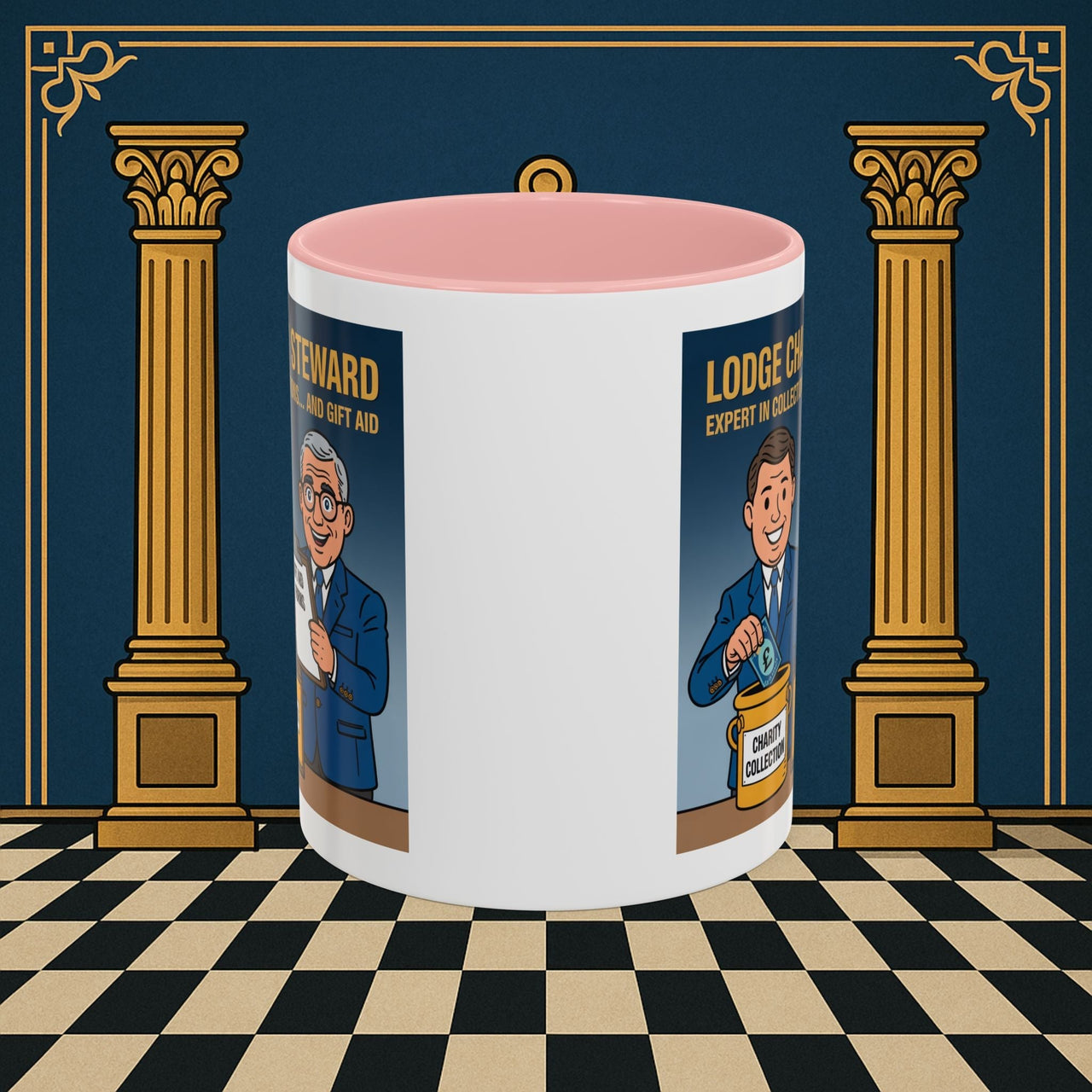 Premium Ready to Go Freemason Design | Accent Coloured 11oz Mug | Charity Collector | Charity Steward - Masonic Mugs