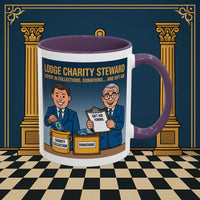 Premium Ready to Go Freemason Design | Accent Coloured 11oz Mug | Charity Collector | Charity Steward - Masonic Mugs