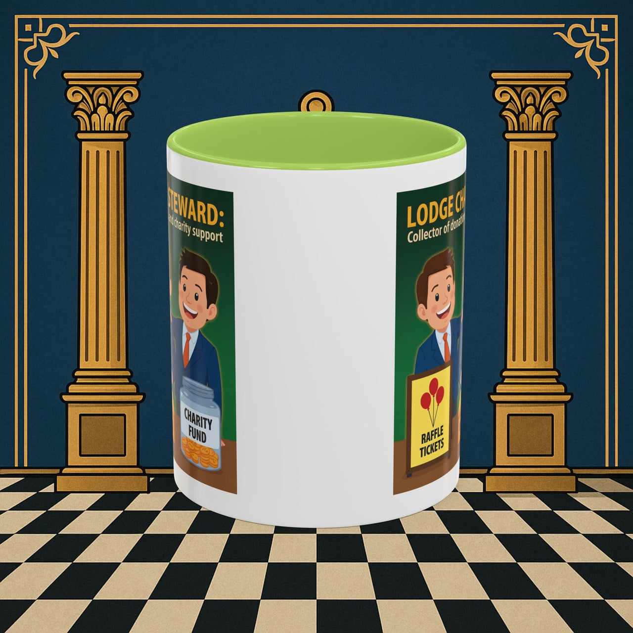 Premium Ready to Go Freemason Design | Accent Coloured 11oz Mug | Helping Hands of the Lodge | Charity Steward - Masonic Mugs