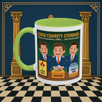 Premium Ready to Go Freemason Design | Accent Coloured 11oz Mug | Helping Hands of the Lodge | Charity Steward - Masonic Mugs