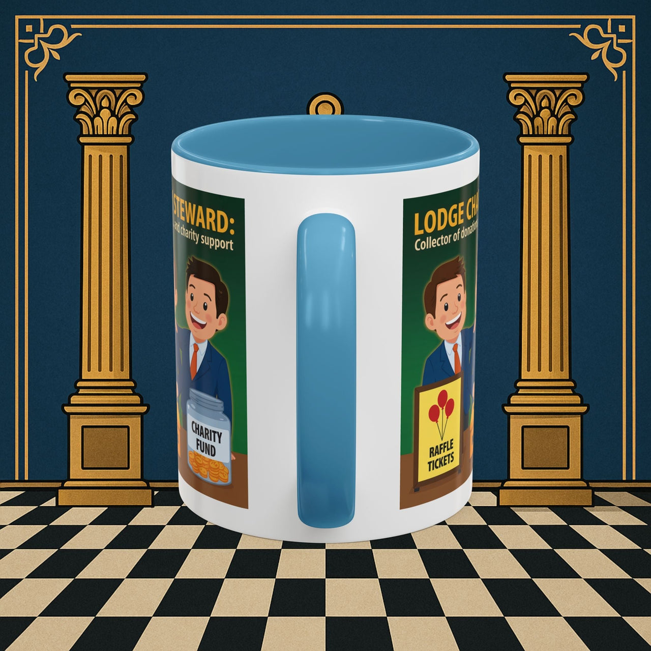 Premium Ready to Go Freemason Design | Accent Coloured 11oz Mug | Helping Hands of the Lodge | Charity Steward - Masonic Mugs