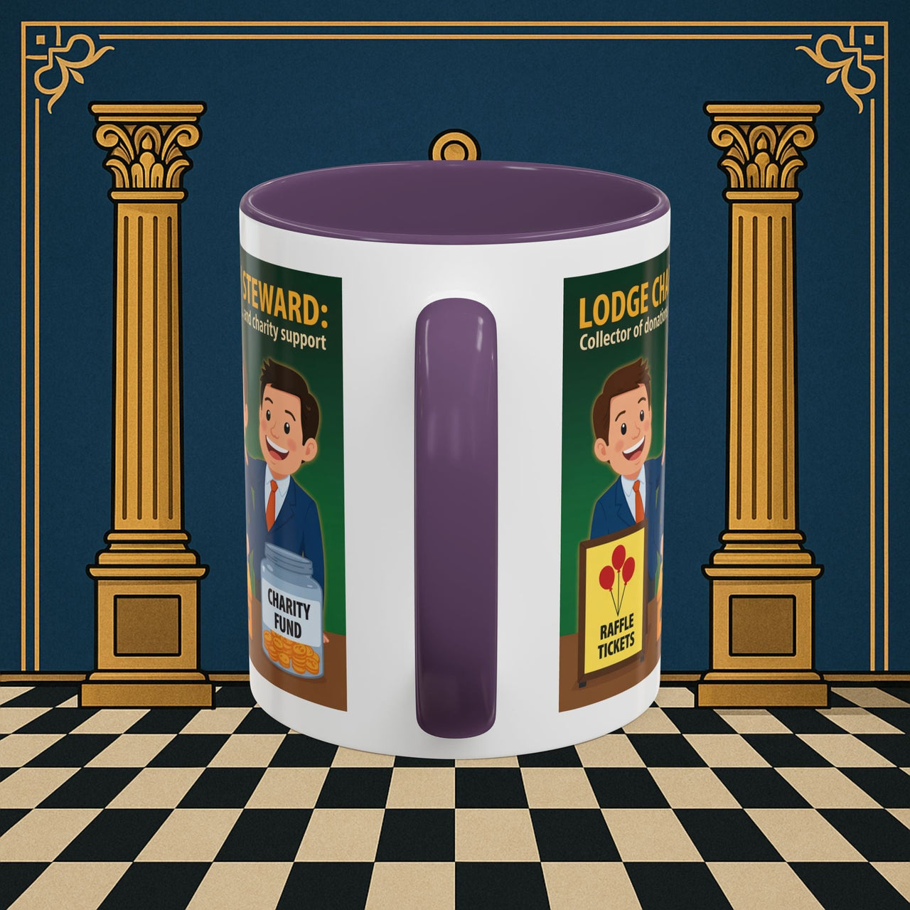 Premium Ready to Go Freemason Design | Accent Coloured 11oz Mug | Helping Hands of the Lodge | Charity Steward - Masonic Mugs