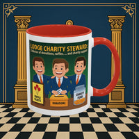 Premium Ready to Go Freemason Design | Accent Coloured 11oz Mug | Helping Hands of the Lodge | Charity Steward - Masonic Mugs