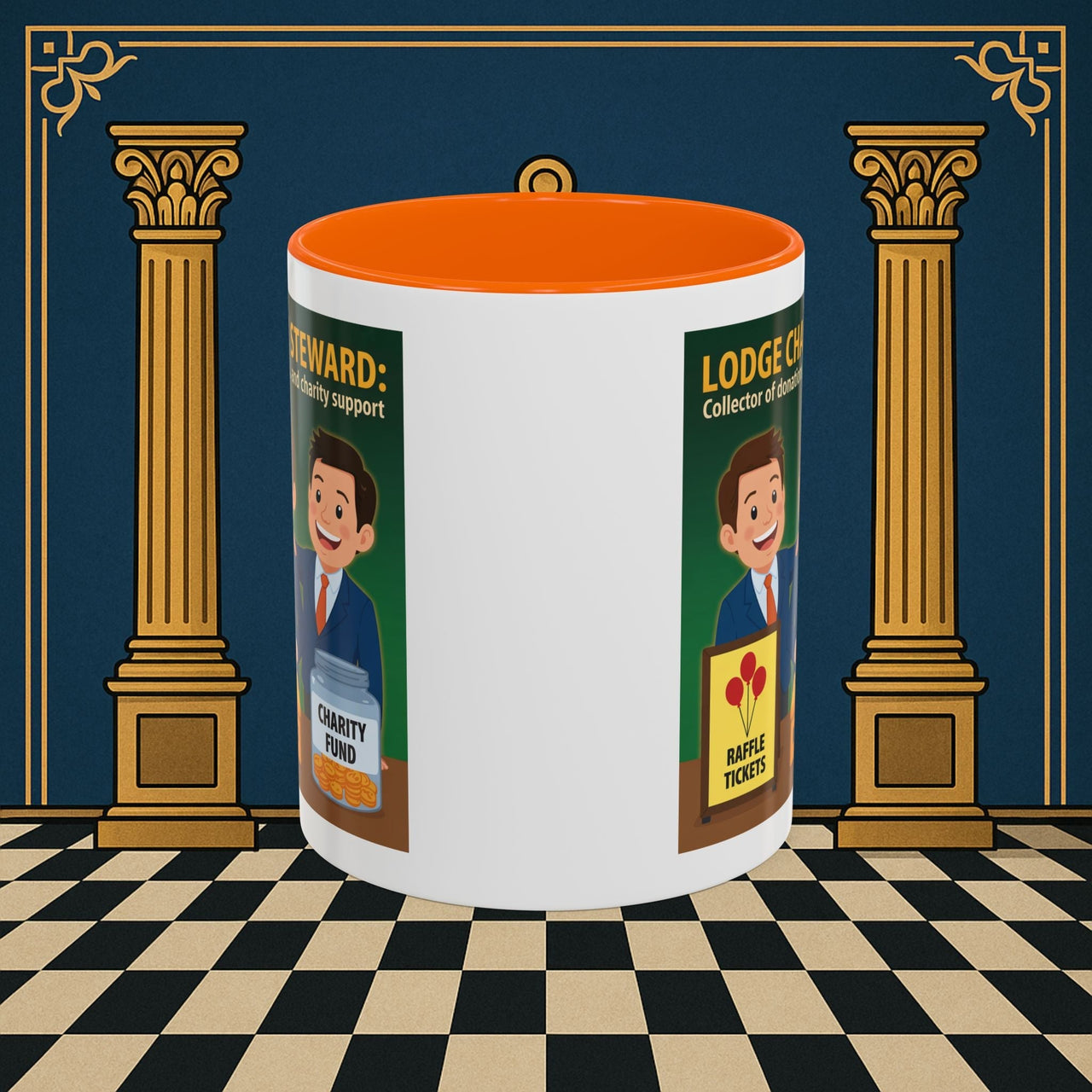 Premium Ready to Go Freemason Design | Accent Coloured 11oz Mug | Helping Hands of the Lodge | Charity Steward - Masonic Mugs