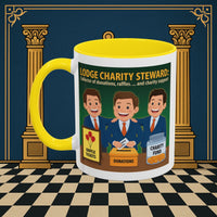 Premium Ready to Go Freemason Design | Accent Coloured 11oz Mug | Helping Hands of the Lodge | Charity Steward - Masonic Mugs