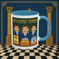 Premium Ready to Go Freemason Design | Accent Coloured 11oz Mug | Helping Hands of the Lodge | Charity Steward - Masonic Mugs