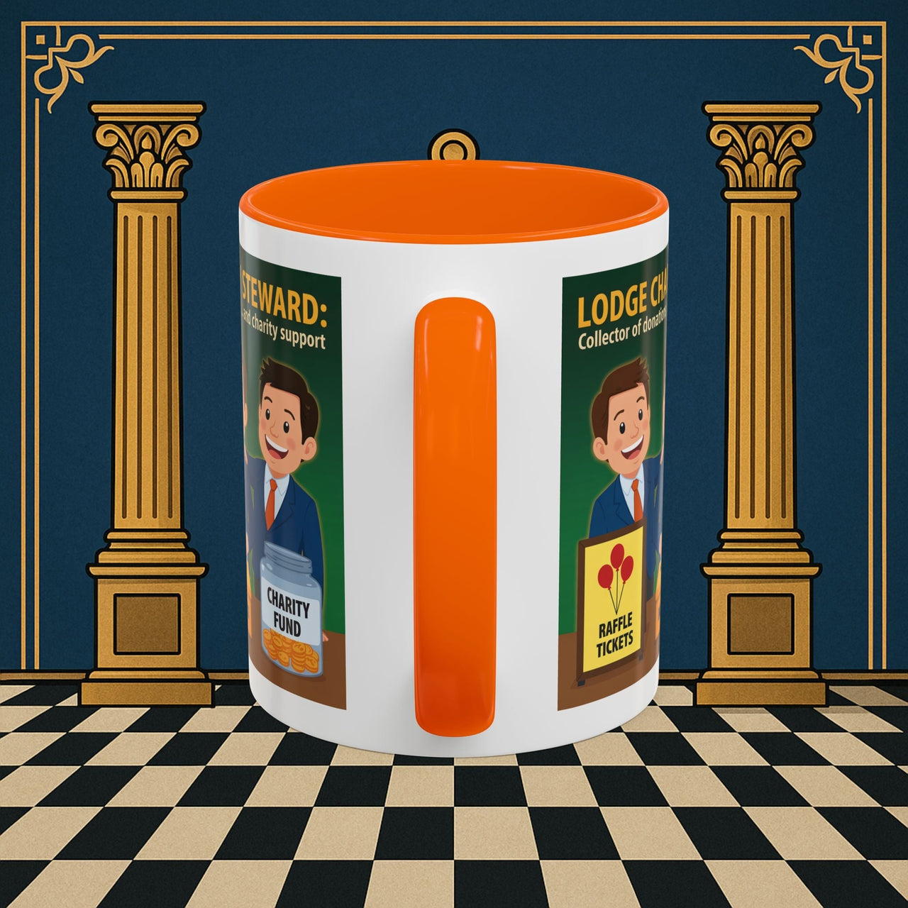 Premium Ready to Go Freemason Design | Accent Coloured 11oz Mug | Helping Hands of the Lodge | Charity Steward - Masonic Mugs