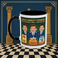 Premium Ready to Go Freemason Design | Accent Coloured 11oz Mug | Helping Hands of the Lodge | Charity Steward - Masonic Mugs