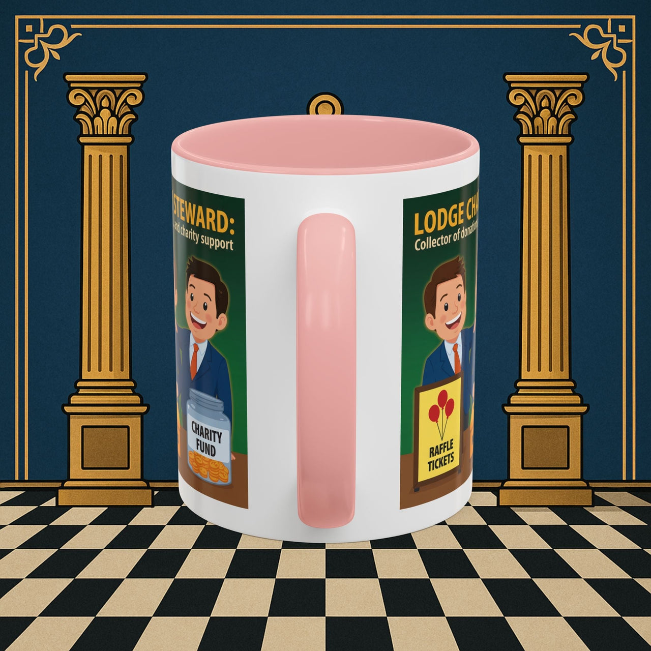 Premium Ready to Go Freemason Design | Accent Coloured 11oz Mug | Helping Hands of the Lodge | Charity Steward - Masonic Mugs