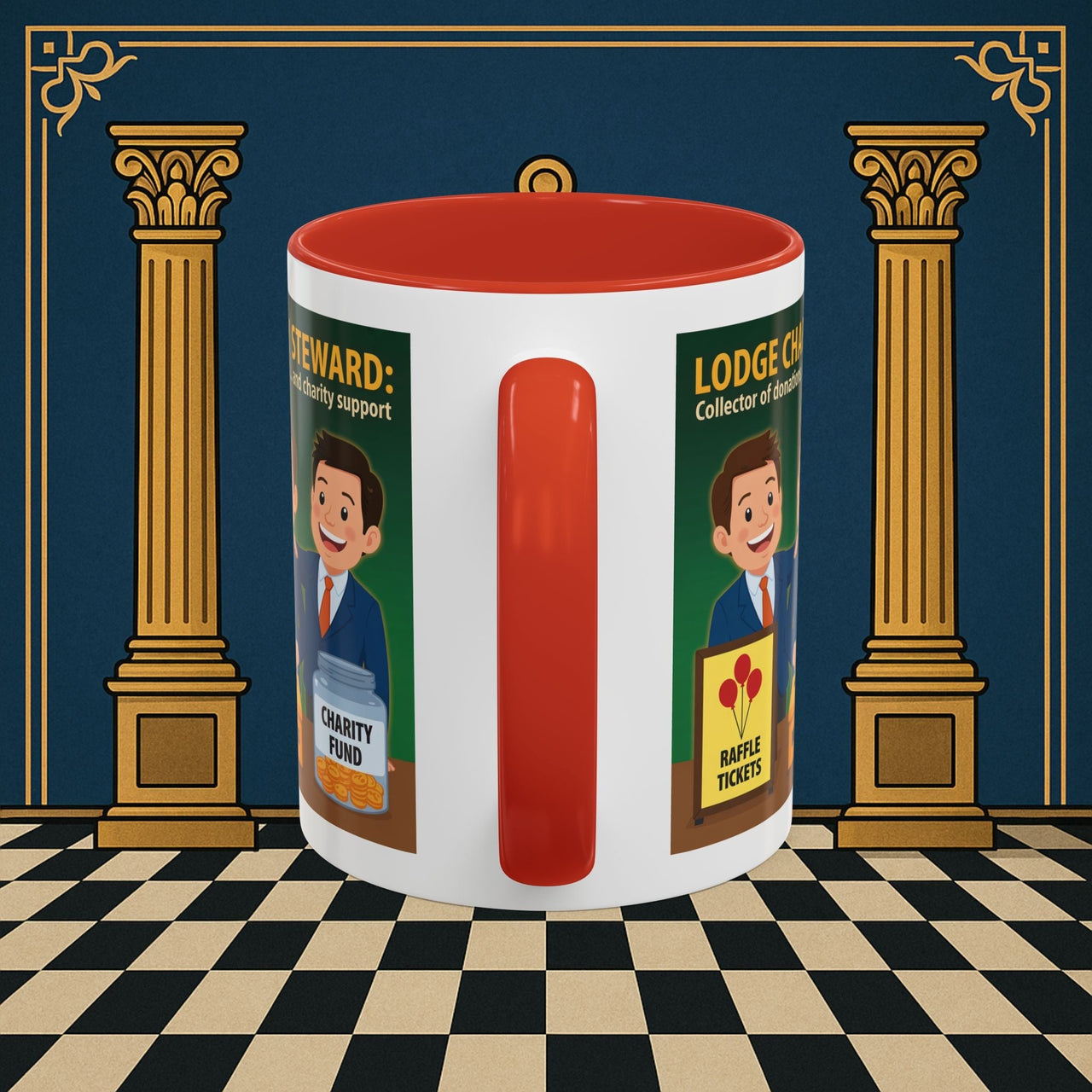 Premium Ready to Go Freemason Design | Accent Coloured 11oz Mug | Helping Hands of the Lodge | Charity Steward - Masonic Mugs