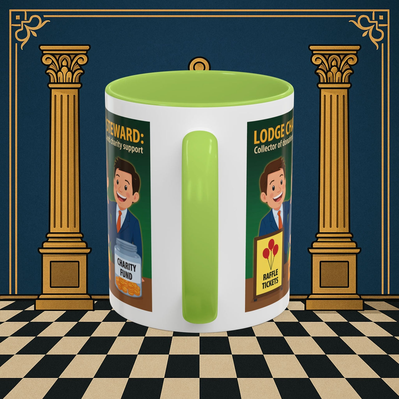 Premium Ready to Go Freemason Design | Accent Coloured 11oz Mug | Helping Hands of the Lodge | Charity Steward - Masonic Mugs