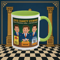 Premium Ready to Go Freemason Design | Accent Coloured 11oz Mug | Helping Hands of the Lodge | Charity Steward - Masonic Mugs
