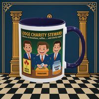 Premium Ready to Go Freemason Design | Accent Coloured 11oz Mug | Helping Hands of the Lodge | Charity Steward - Masonic Mugs